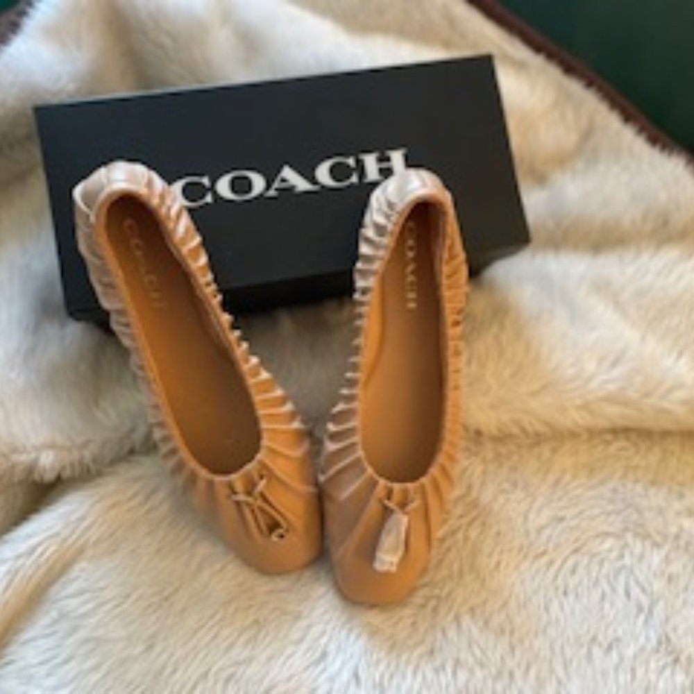 Coach Ballet Flats Pink Leather